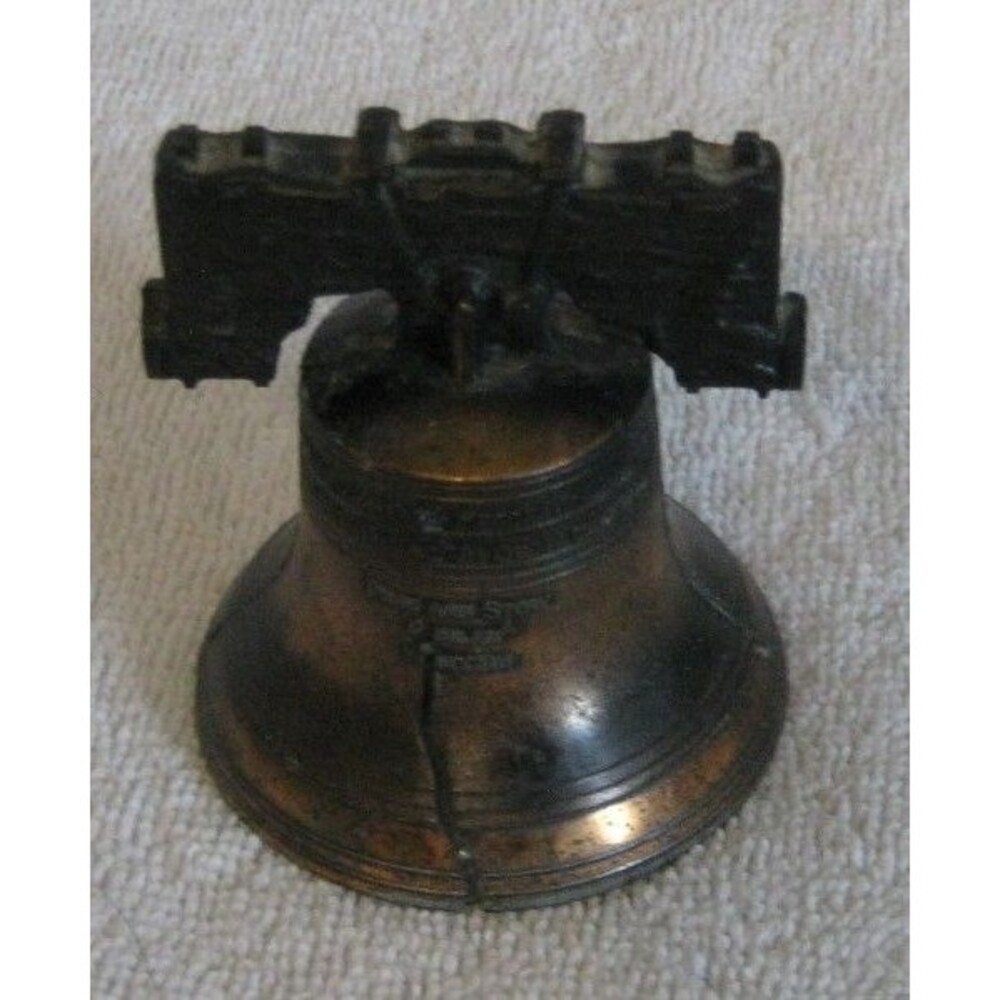 Liberty Bell Souvenir Mini Replica 3.5” Bronze Metal Vintage Philadelphia USA